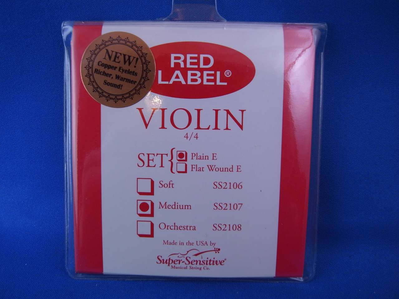 画像1: スーパーセンシティブ  レッドラベル・バイオリン弦 EADGセット SS Red Label Violin String Set, 4/4 Size, Medium