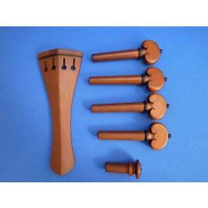 画像: ジェラルド・クローソン バイオリンフィッティング ツゲ(Boxwood)材 ヒルモデル６点セット・エボニーマウント Gerald Crowson Fittings NP