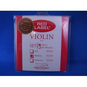 画像: スーパーセンシティブ  レッドラベル・バイオリン弦 EADGセット SS Red Label Violin String Set, 4/4 Size, Medium