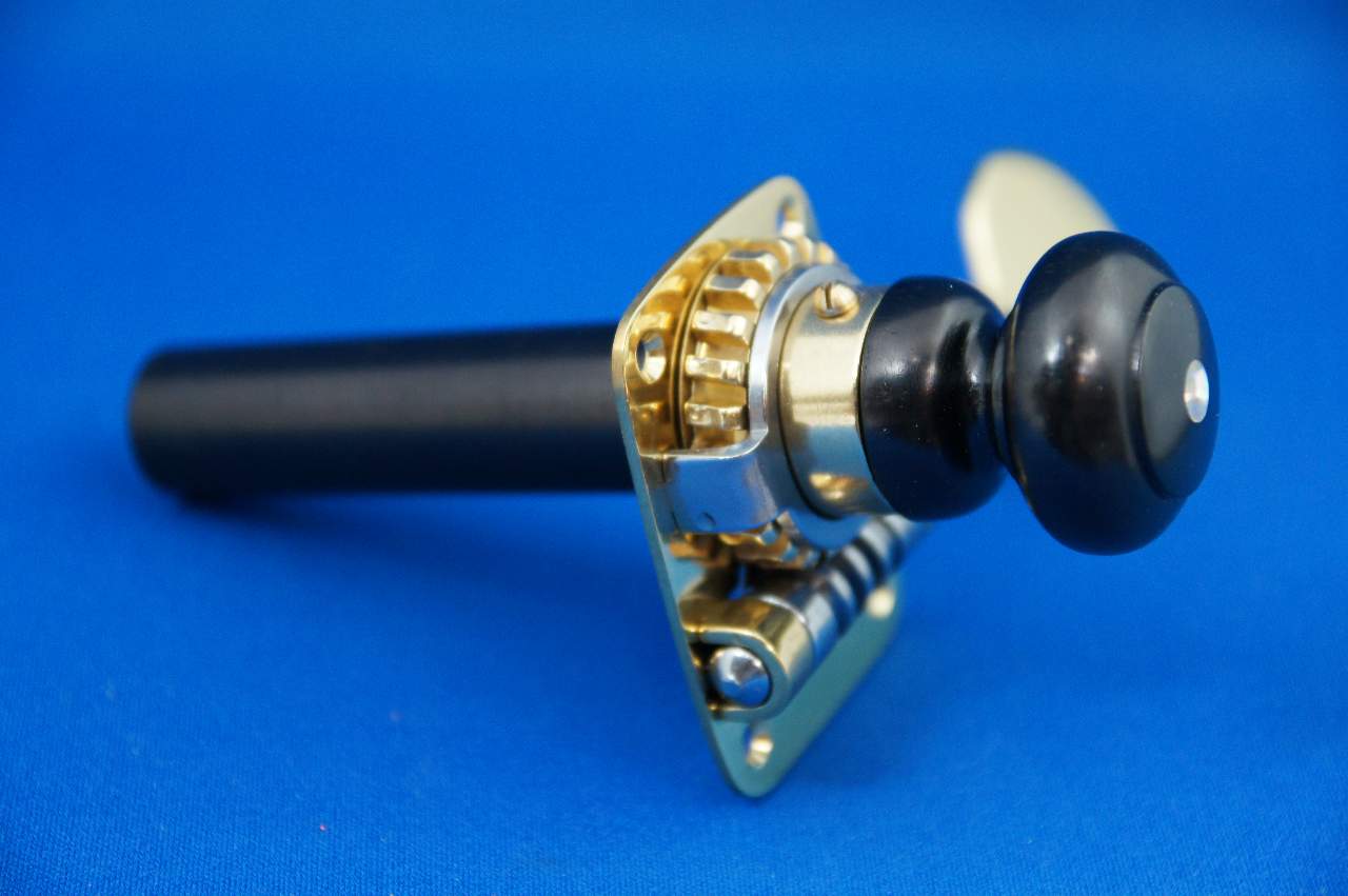 画像: ルブナーコントラバスマシンヘッド・シングル・ブラスウォーム・ノブ付フレンチ "ギボシ"Rubner Bass Machine-head French with Knob brass worm gear4464
