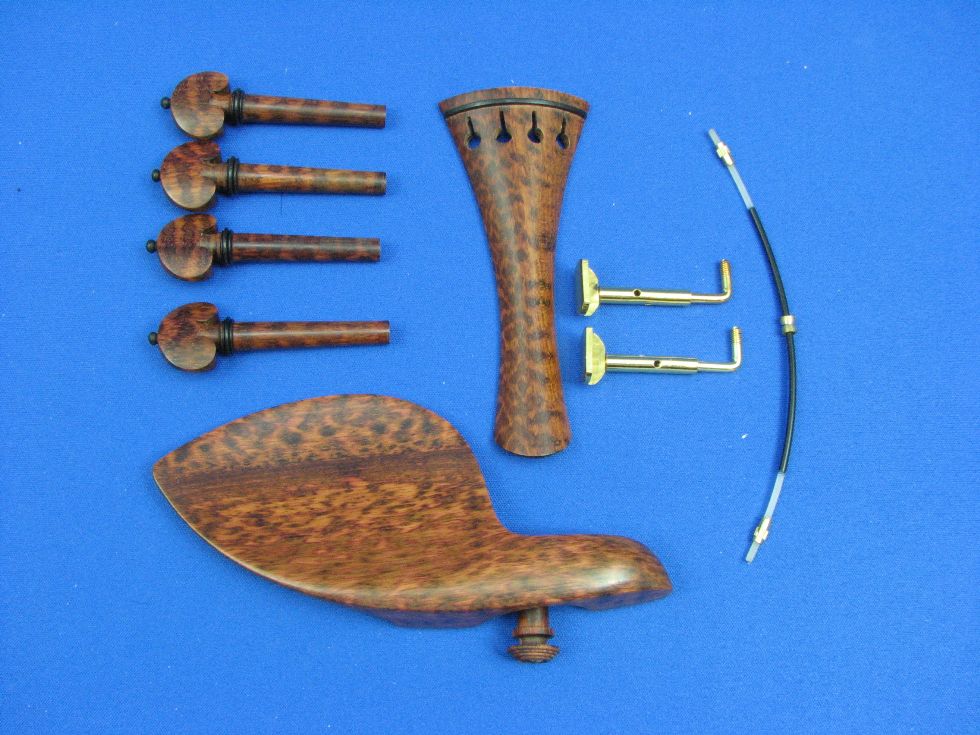 画像1: バイオリンフィッティング(ペグ・テールピース・顎当て)スネークウッド材 フレンチ・モデル